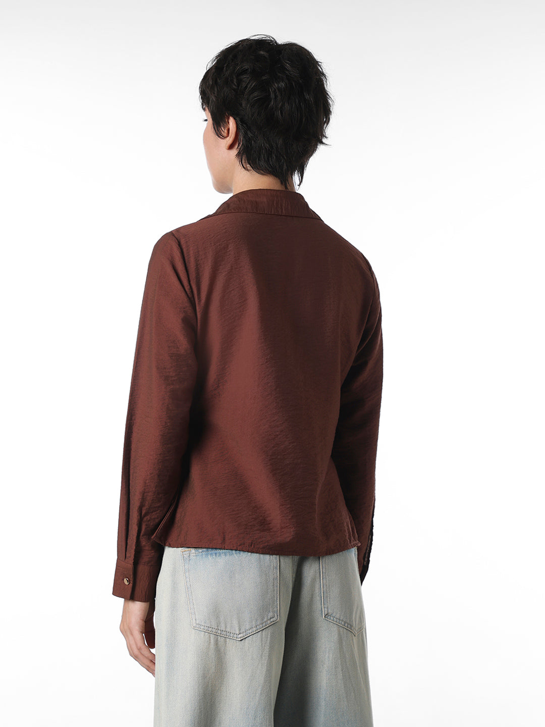 Maroon Ruched Wrap Shirt
