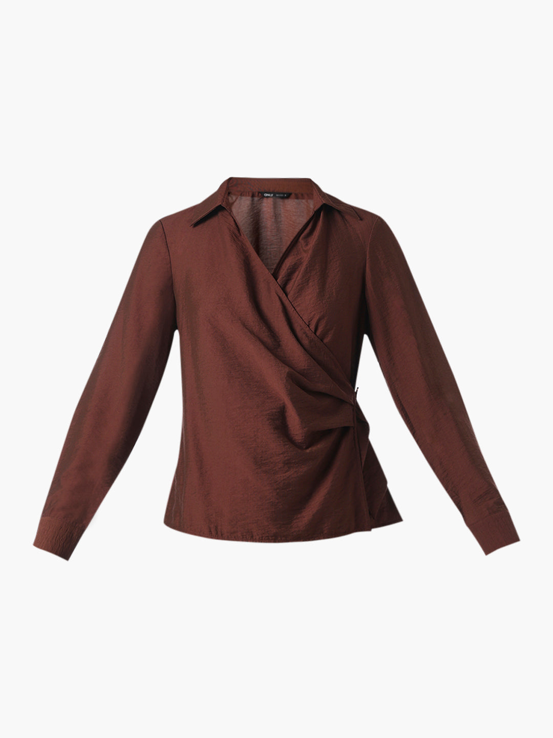 Maroon Ruched Wrap Shirt