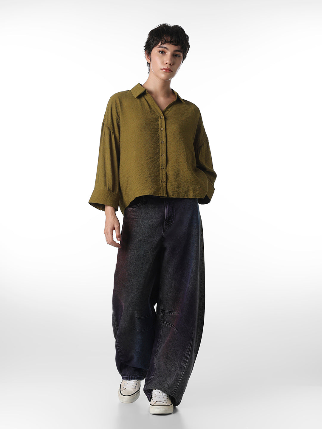 Olive Drop Shoulder Shirt