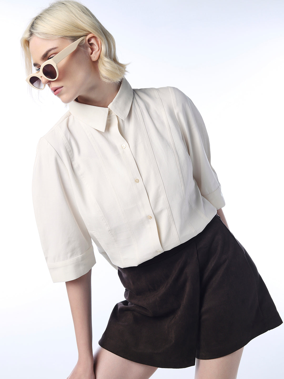 Pleated Puff Sleeves Shirt