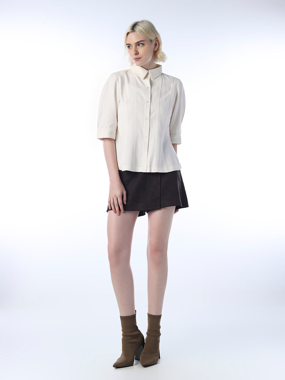 Pleated Puff Sleeves Shirt