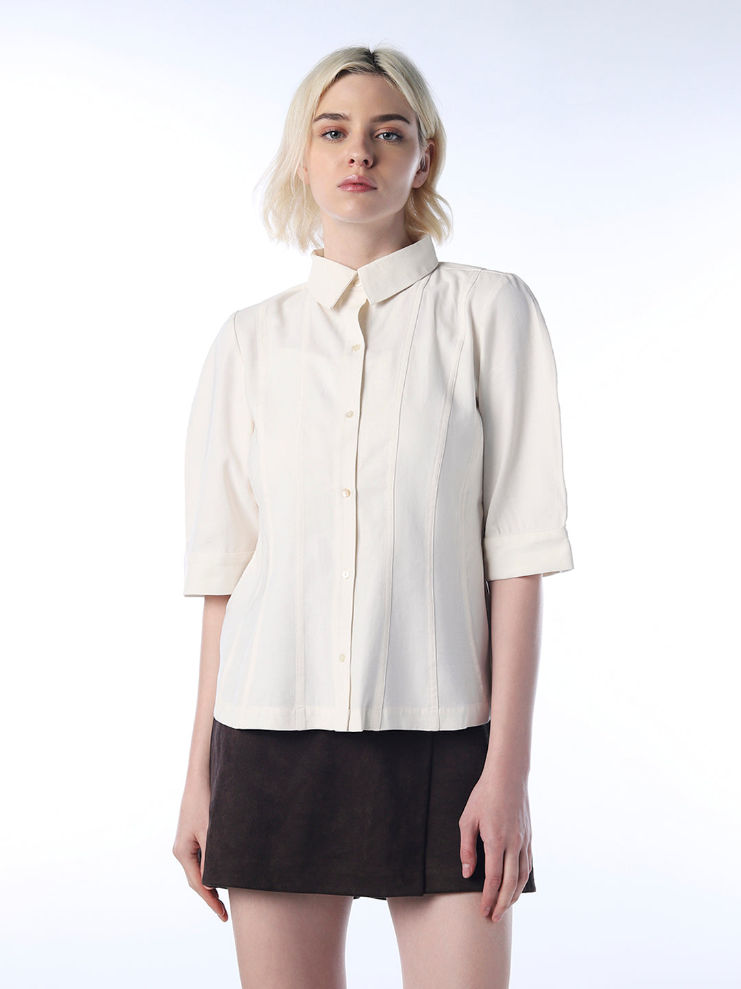 Pleated Puff Sleeves Shirt