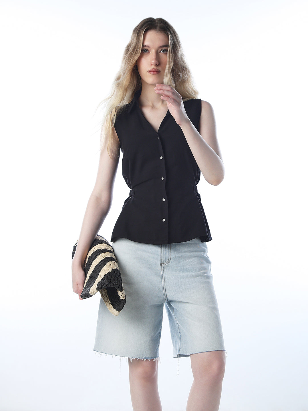 Buckle Detail Sleeveless Shirt