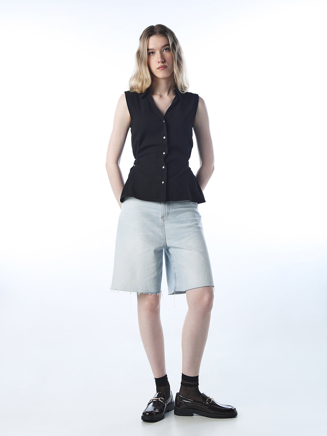 Buckle Detail Sleeveless Shirt