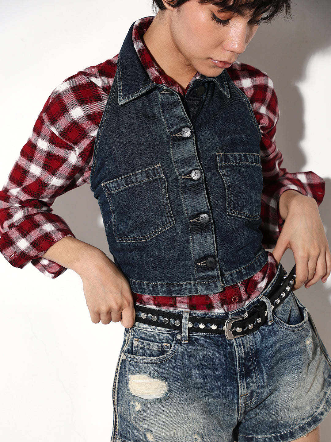 Halter Neck Denim Top