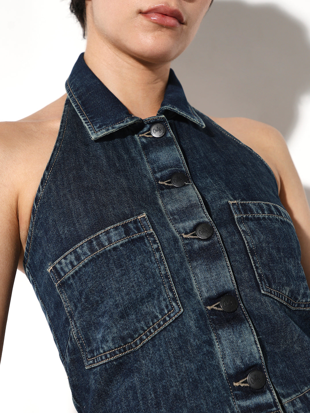 Halter Neck Denim Top