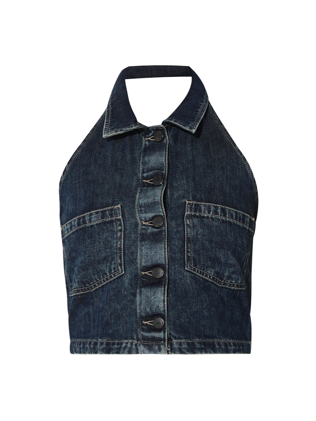 Halter Neck Denim Top