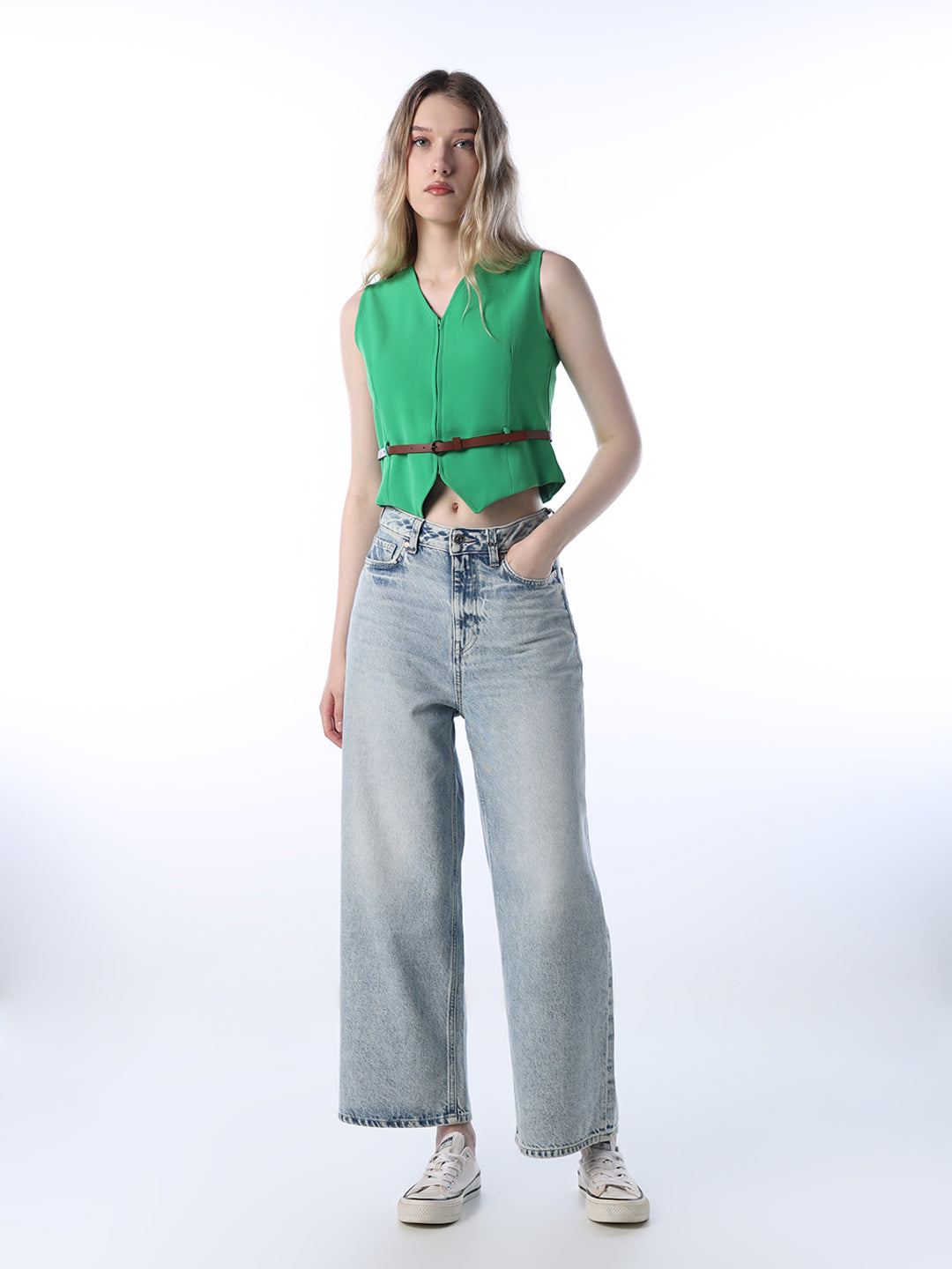 Belted Sleeveless Vest