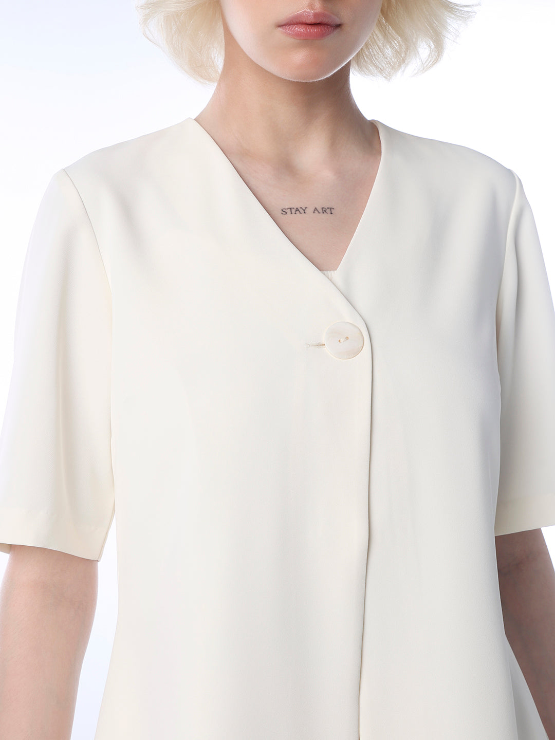 V-Neck Short Sleeves Shacket