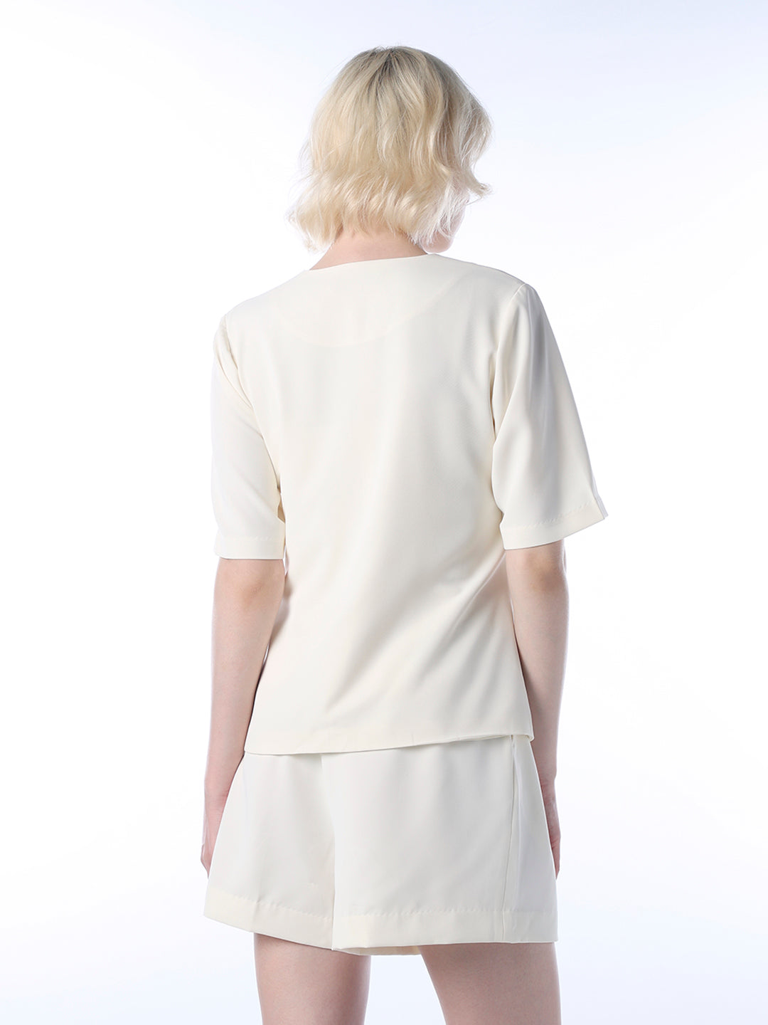 V-Neck Short Sleeves Shacket