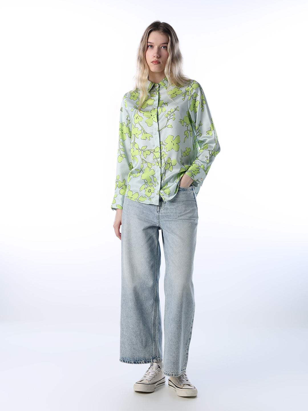 Floral Print Satin Shirt