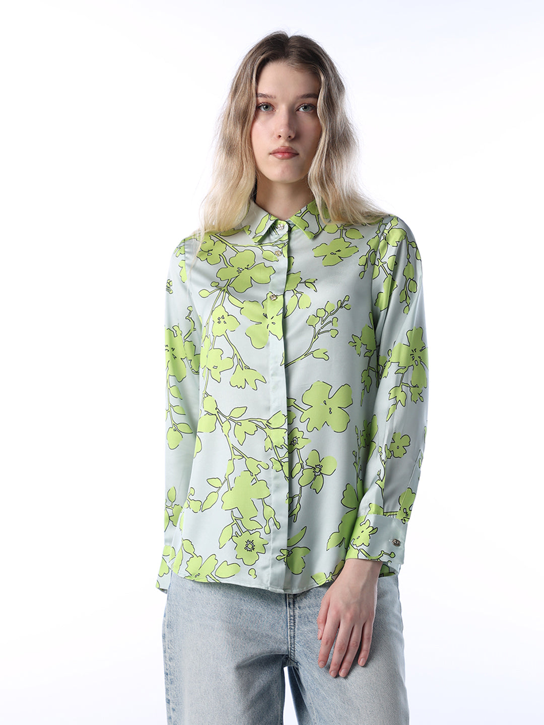 Floral Print Satin Shirt