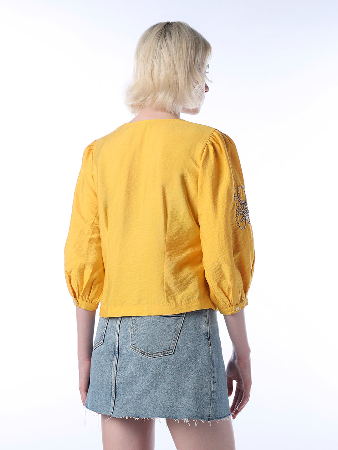 Embroidered V-Neck Top