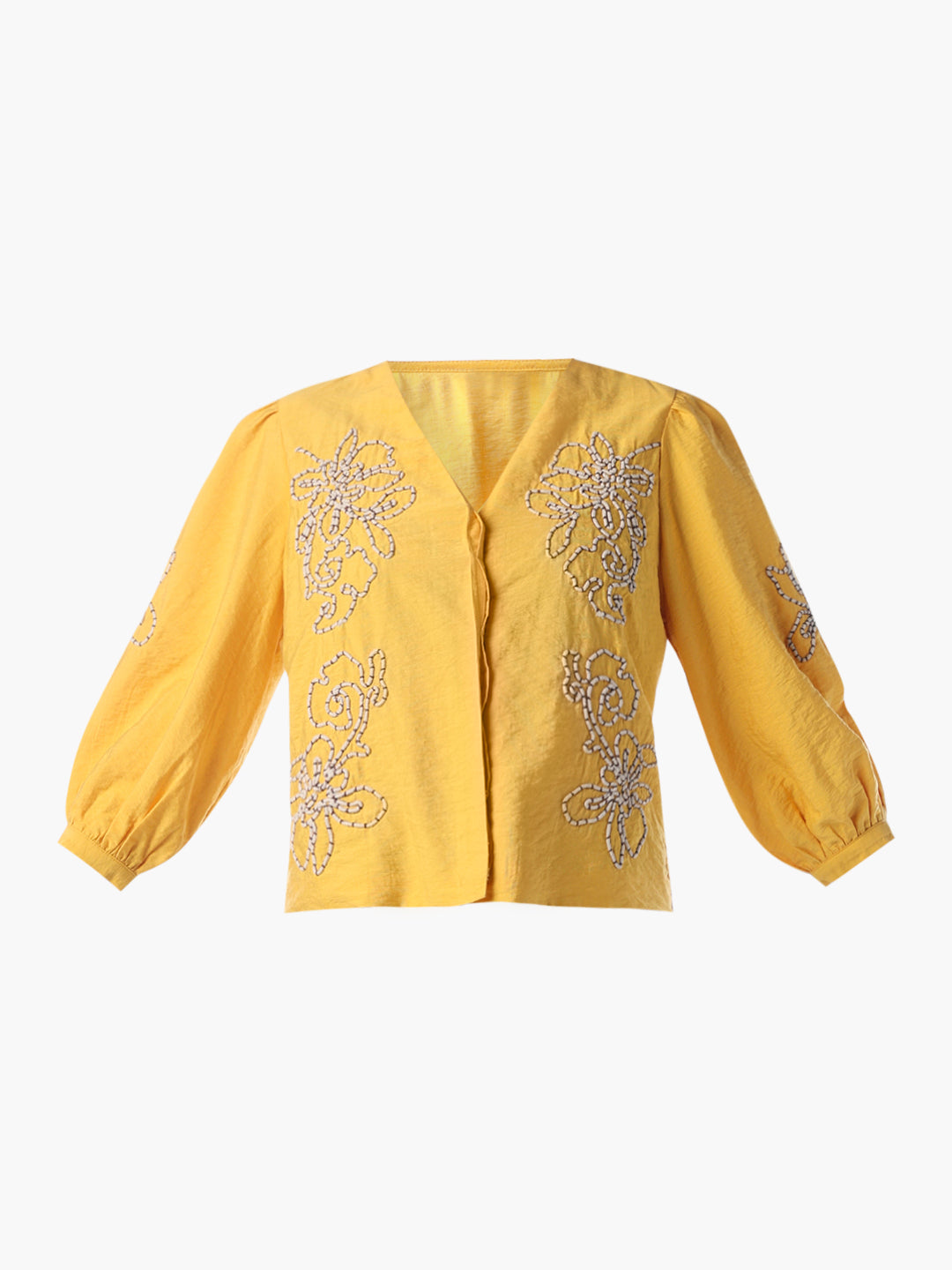 Embroidered V-Neck Top