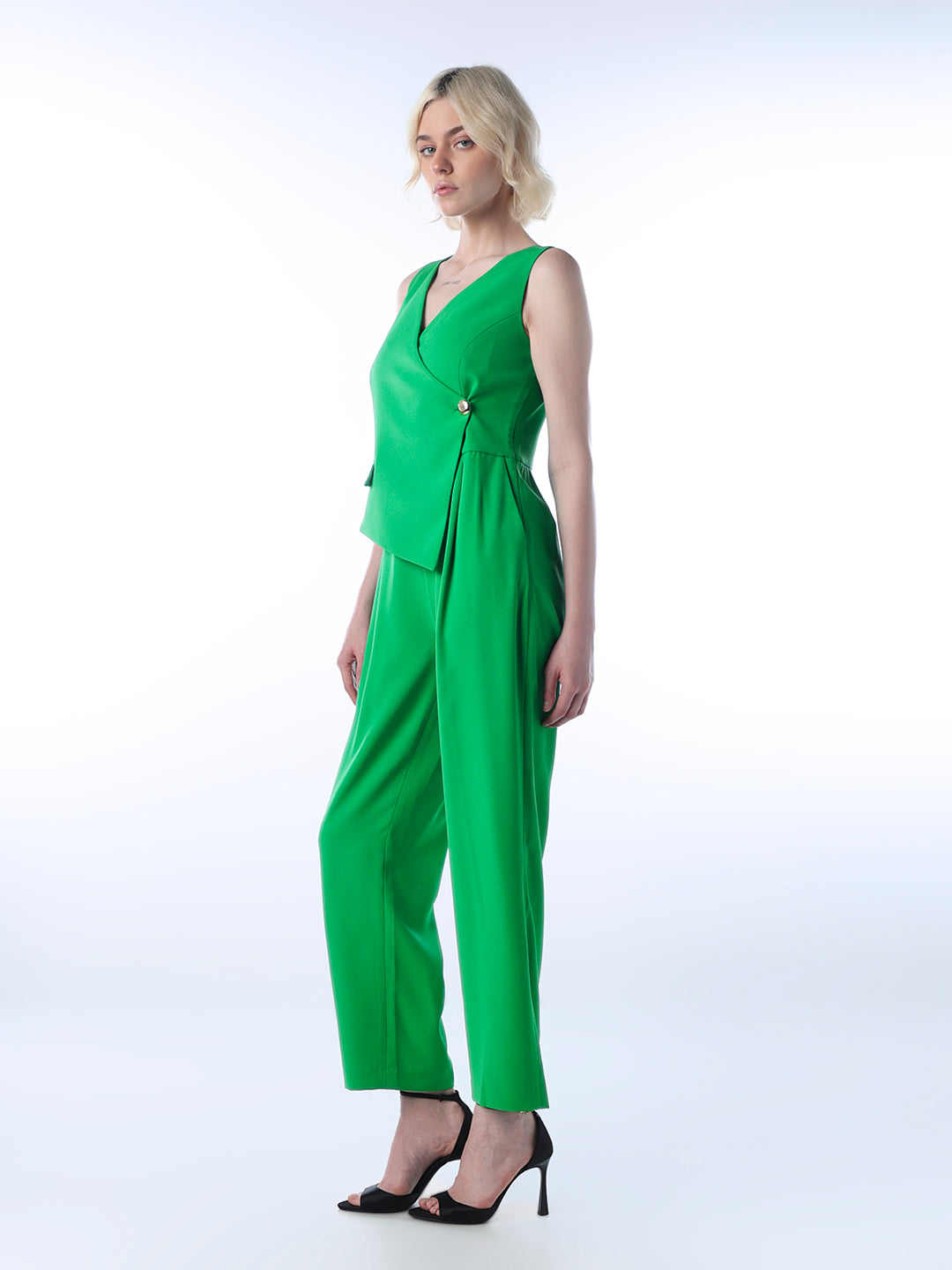 Draped Neckline Jumpsuit