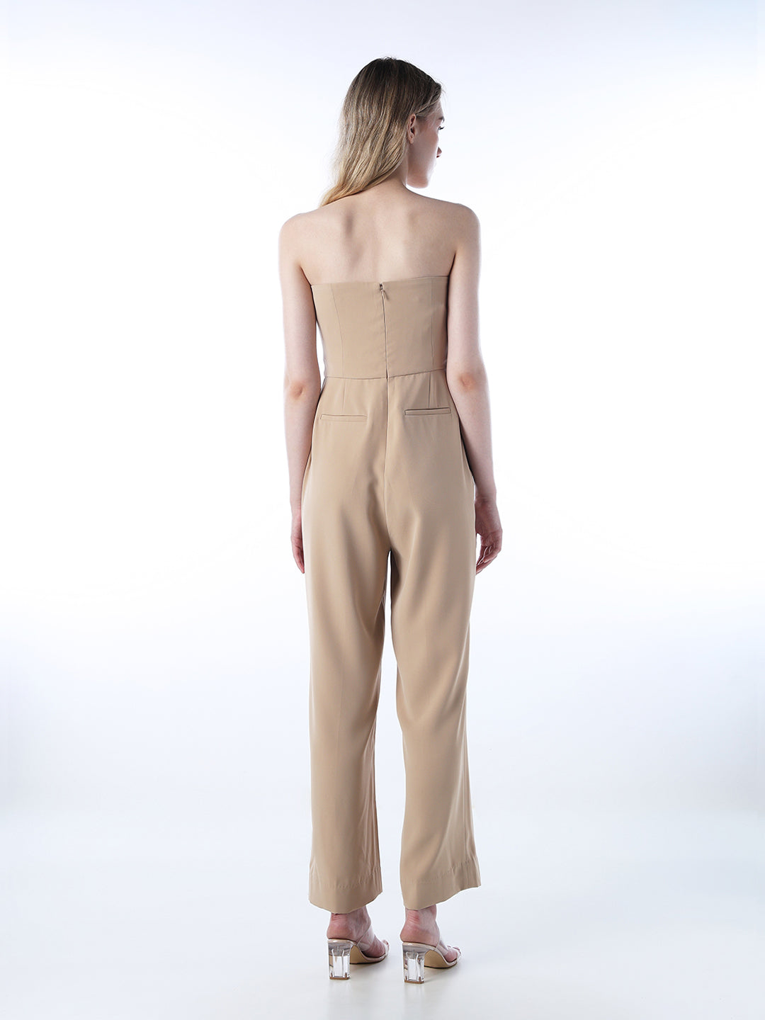 Beige Off-Shoulder Jumpsuit
