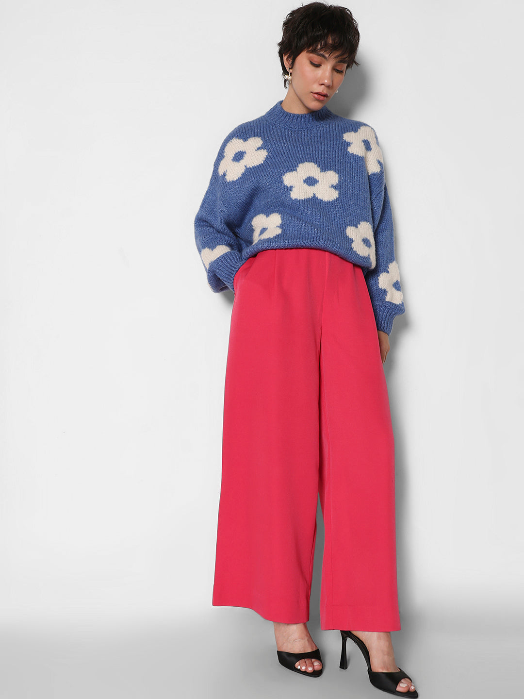 Pink High Rise Wide Leg Pants