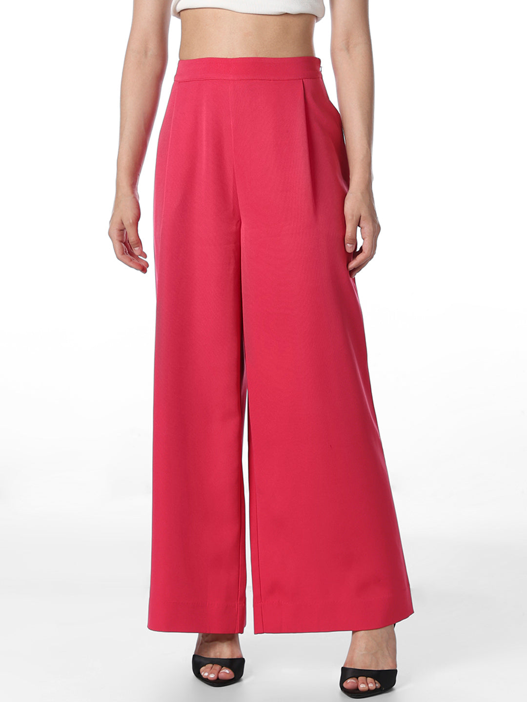 Pink High Rise Wide Leg Pants