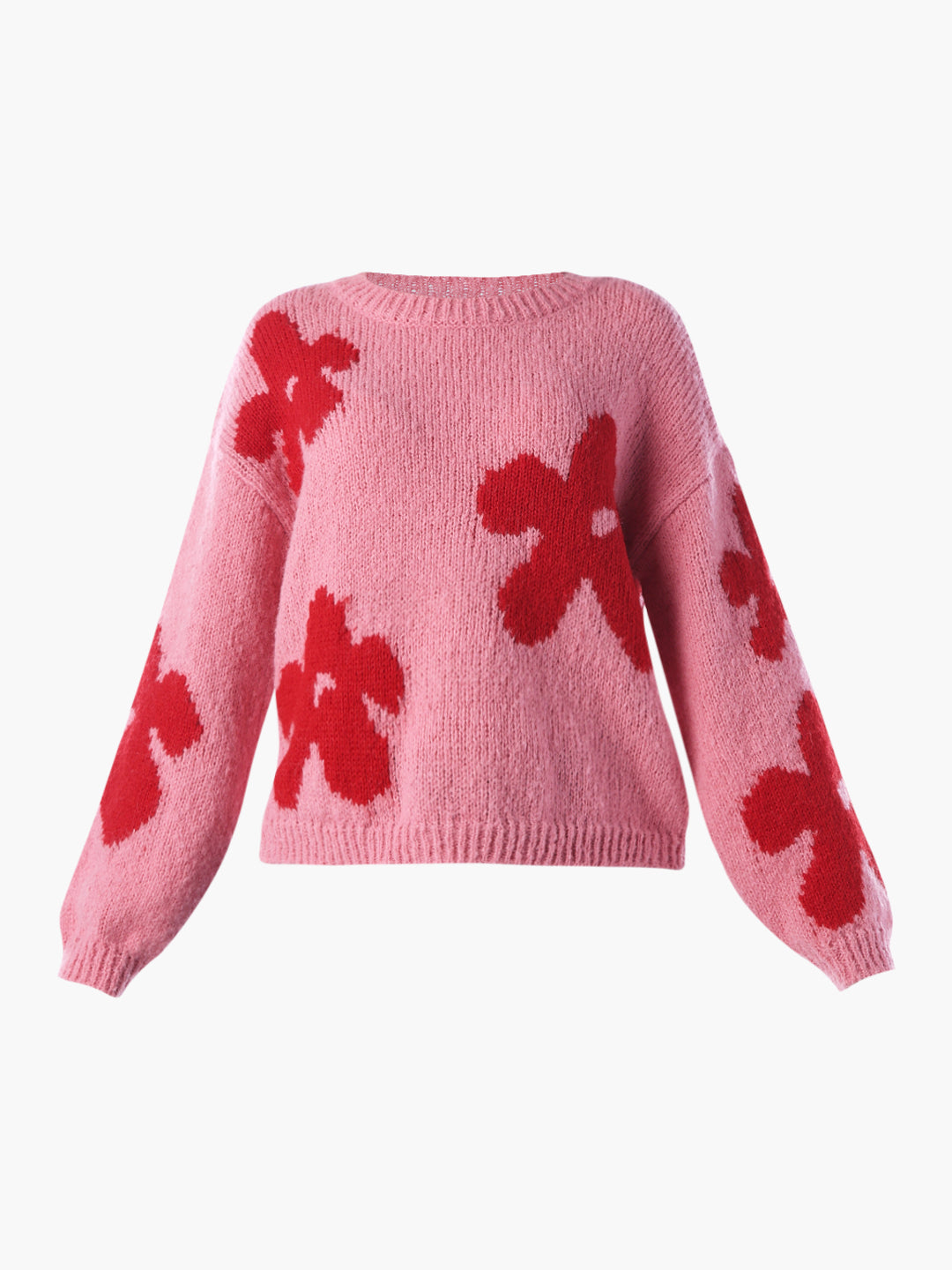 Floral Rib-Knit Pullover