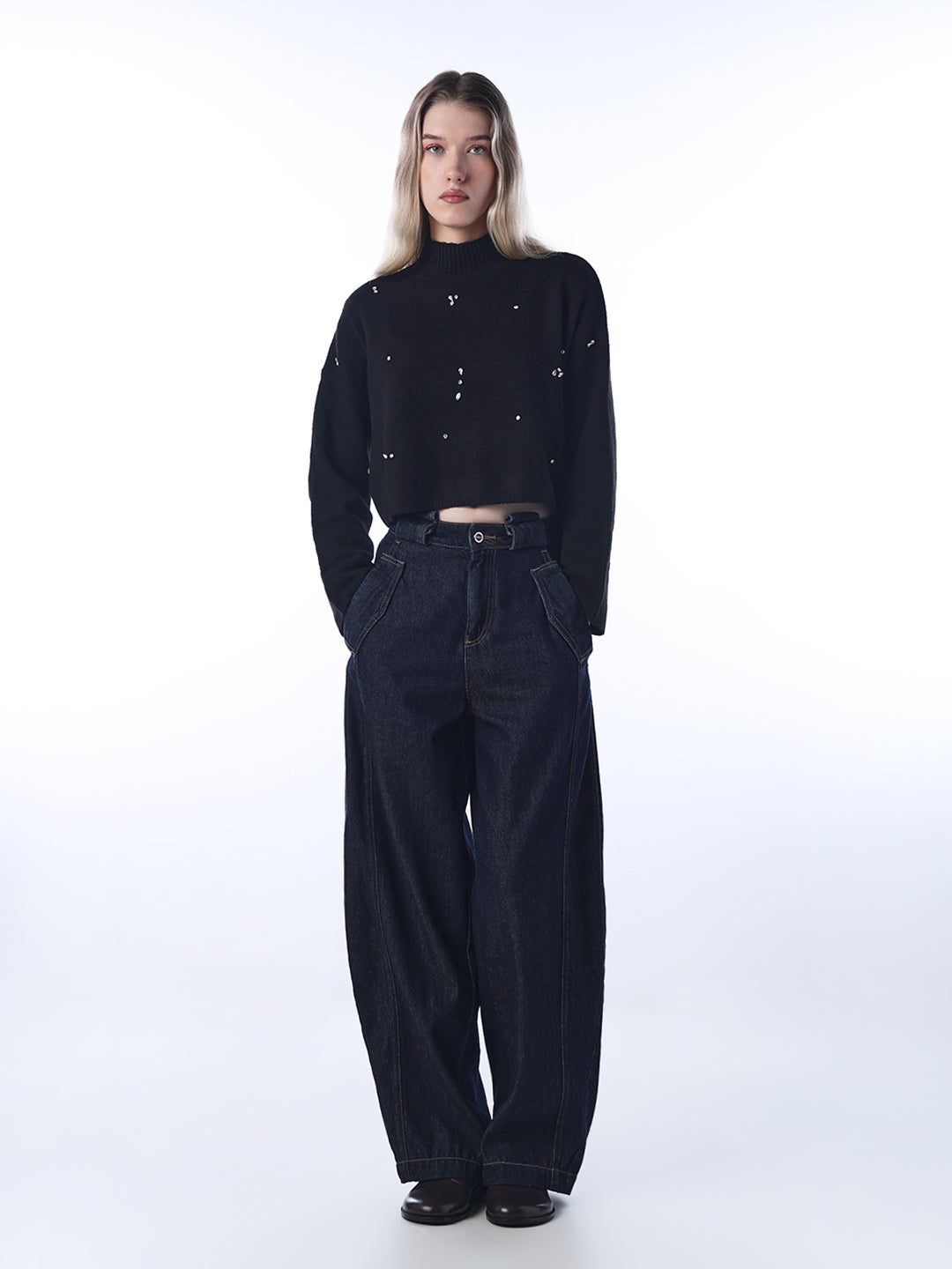 Embellished High Neck Pullover