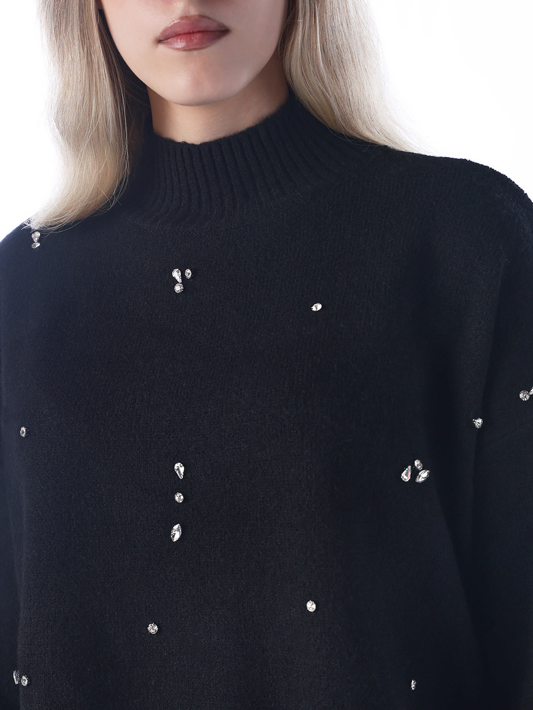 Embellished High Neck Pullover