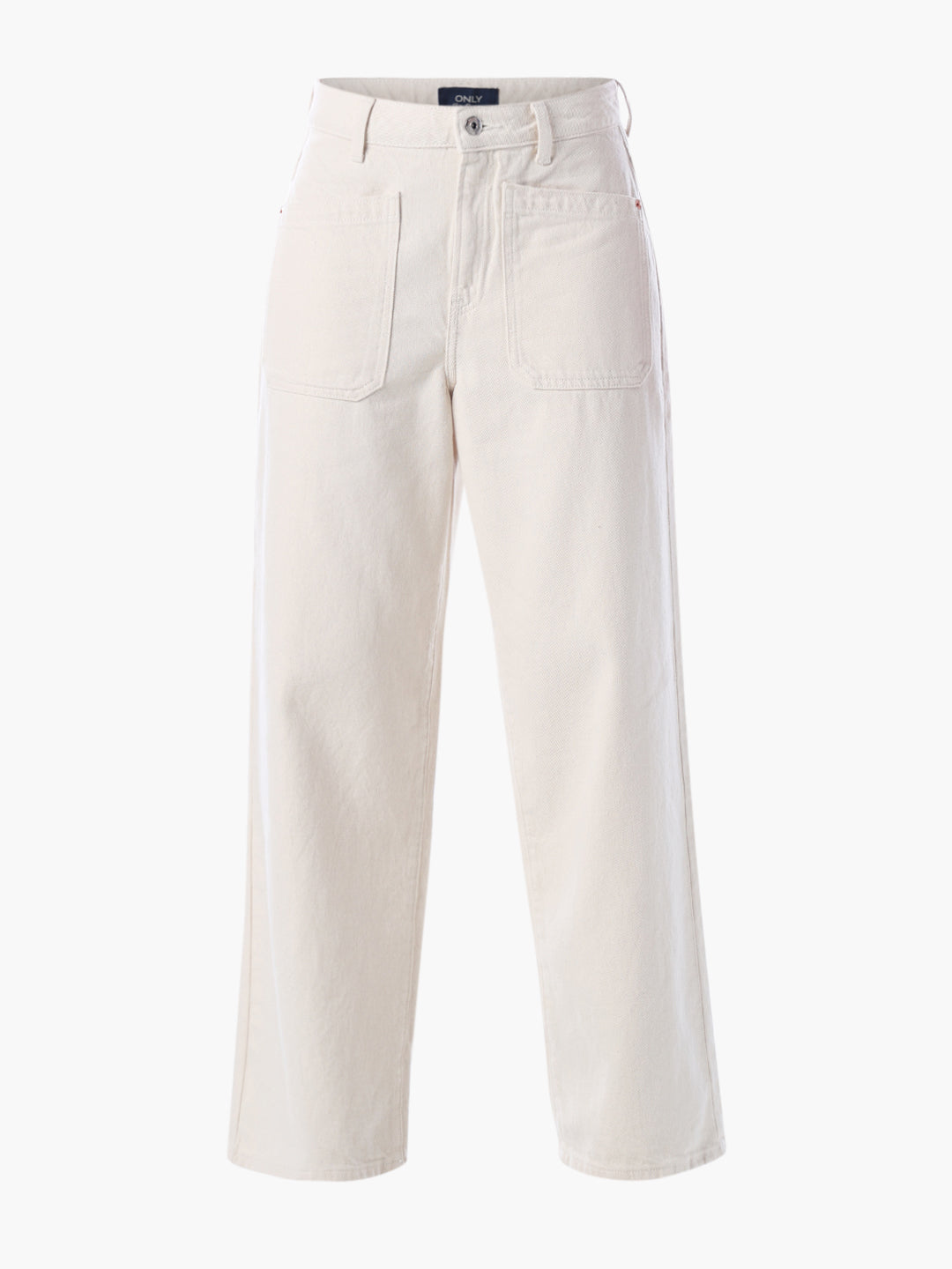 Ecru High Rise Wide Leg Jeans