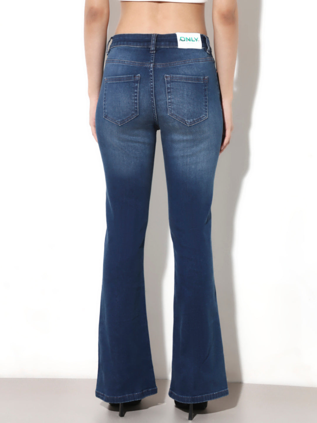 Blue Mid Rise Flared Jeans