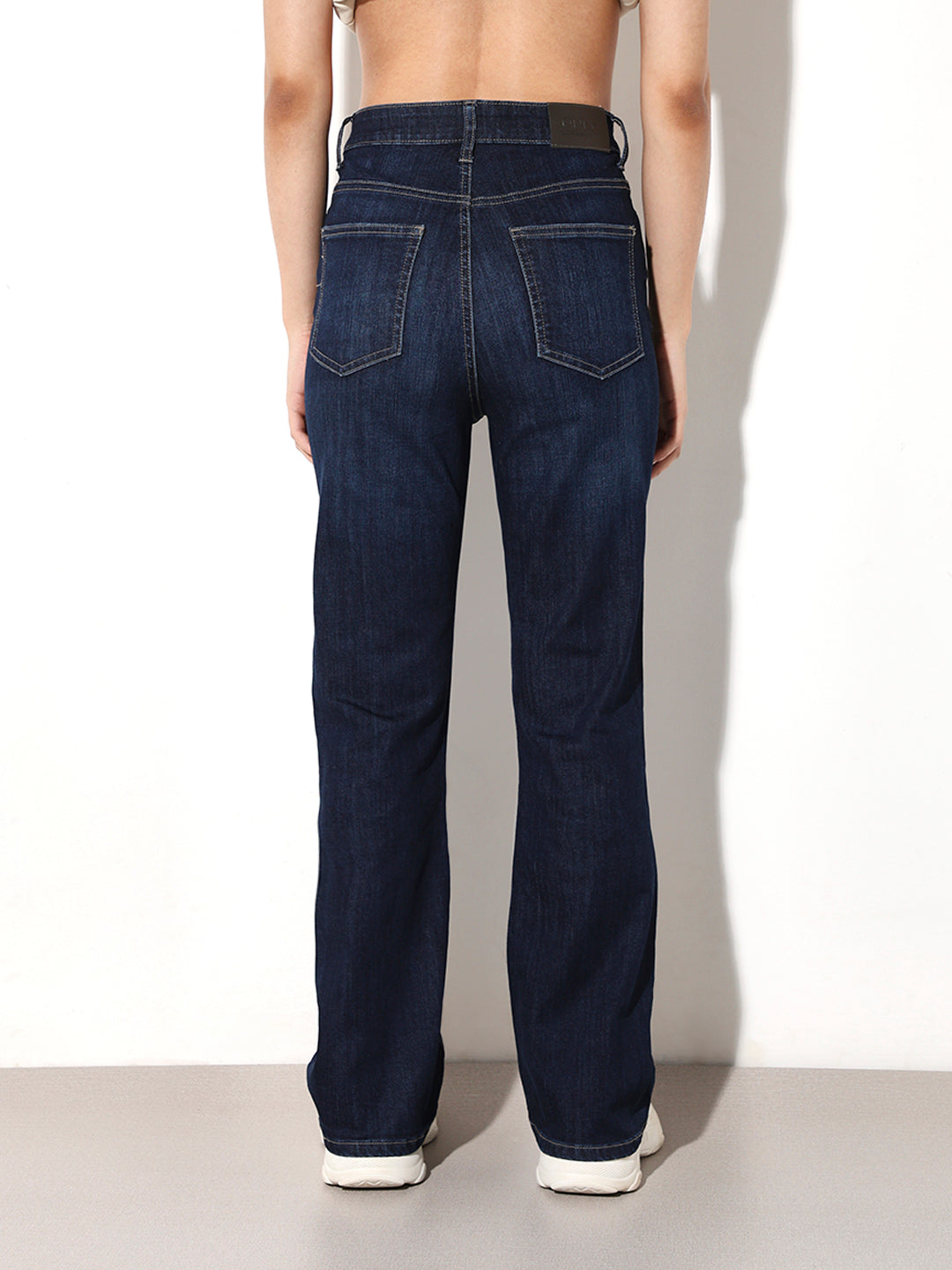 Flared High Rise Jeans - Dark Blue