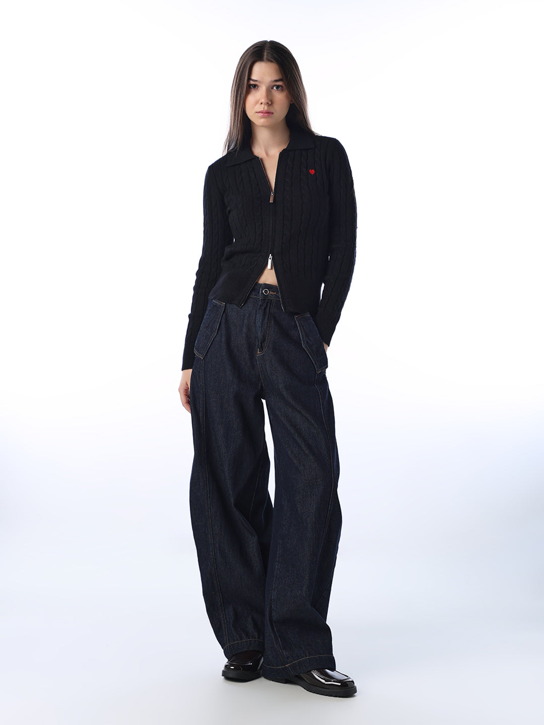 Zip-Through Polo Cardigan