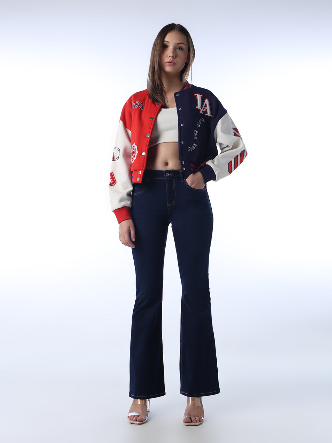 Dark Blue High Rise Flared Jeans