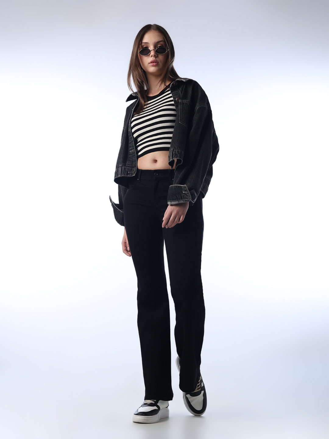 Black High Rise Flared Jeans