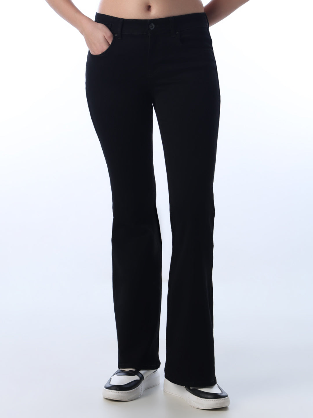 Black High Rise Flared Jeans