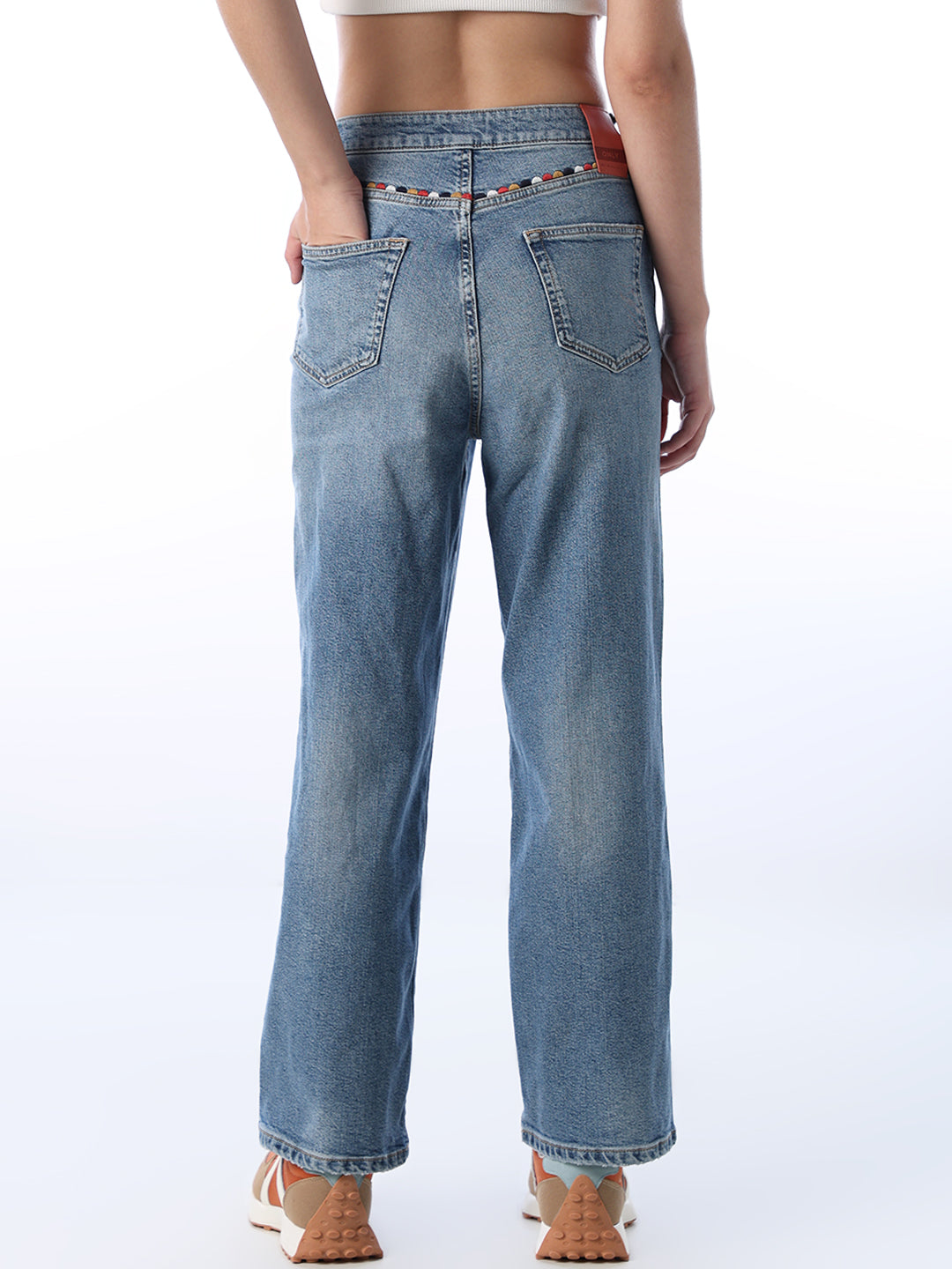 Mildly Distressed Straight Fit Jeans