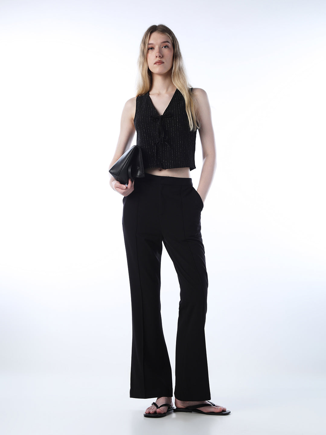 Flared Pintuck Pants