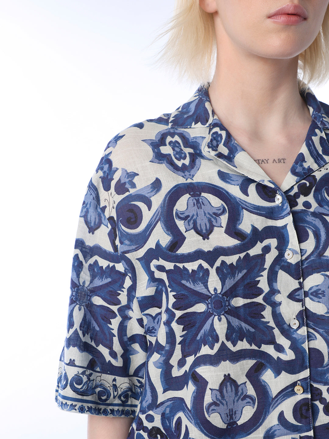 Printed Cotton Shirt - Blue