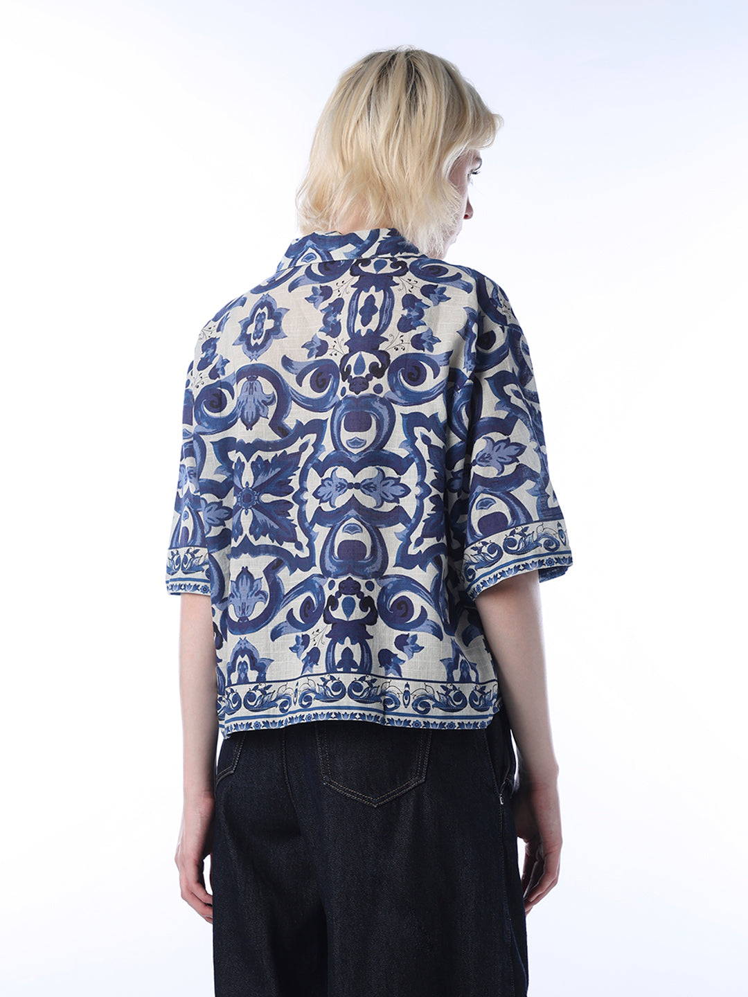 Printed Cotton Shirt - Blue
