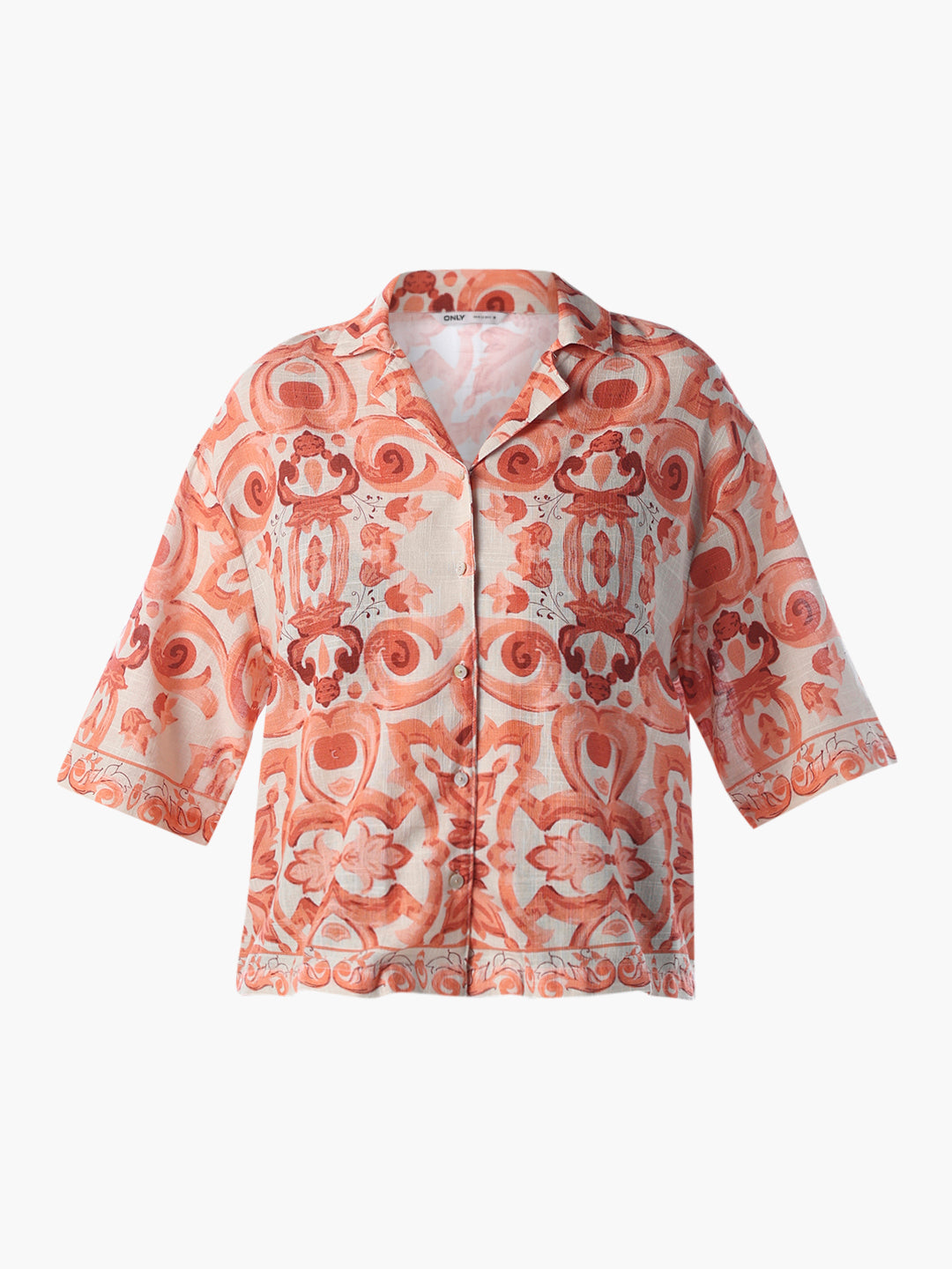 Printed Cotton Shirt - Orange