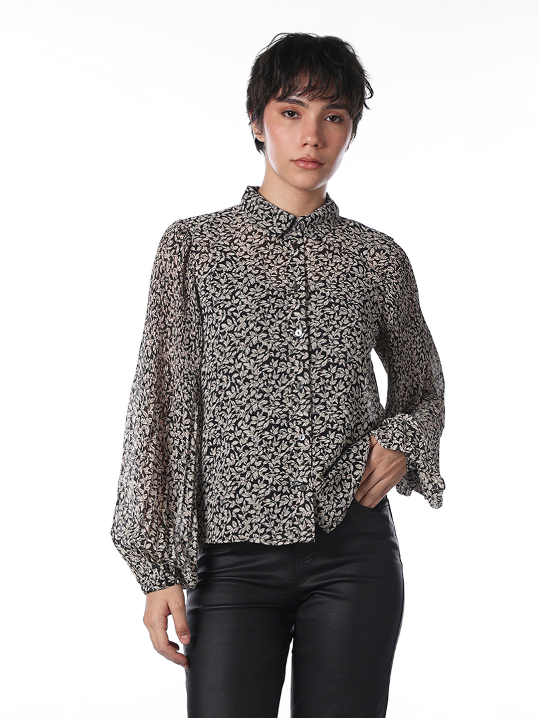 Plisse Printed Shirt