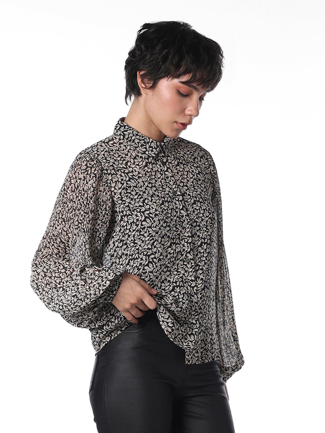 Plisse Printed Shirt