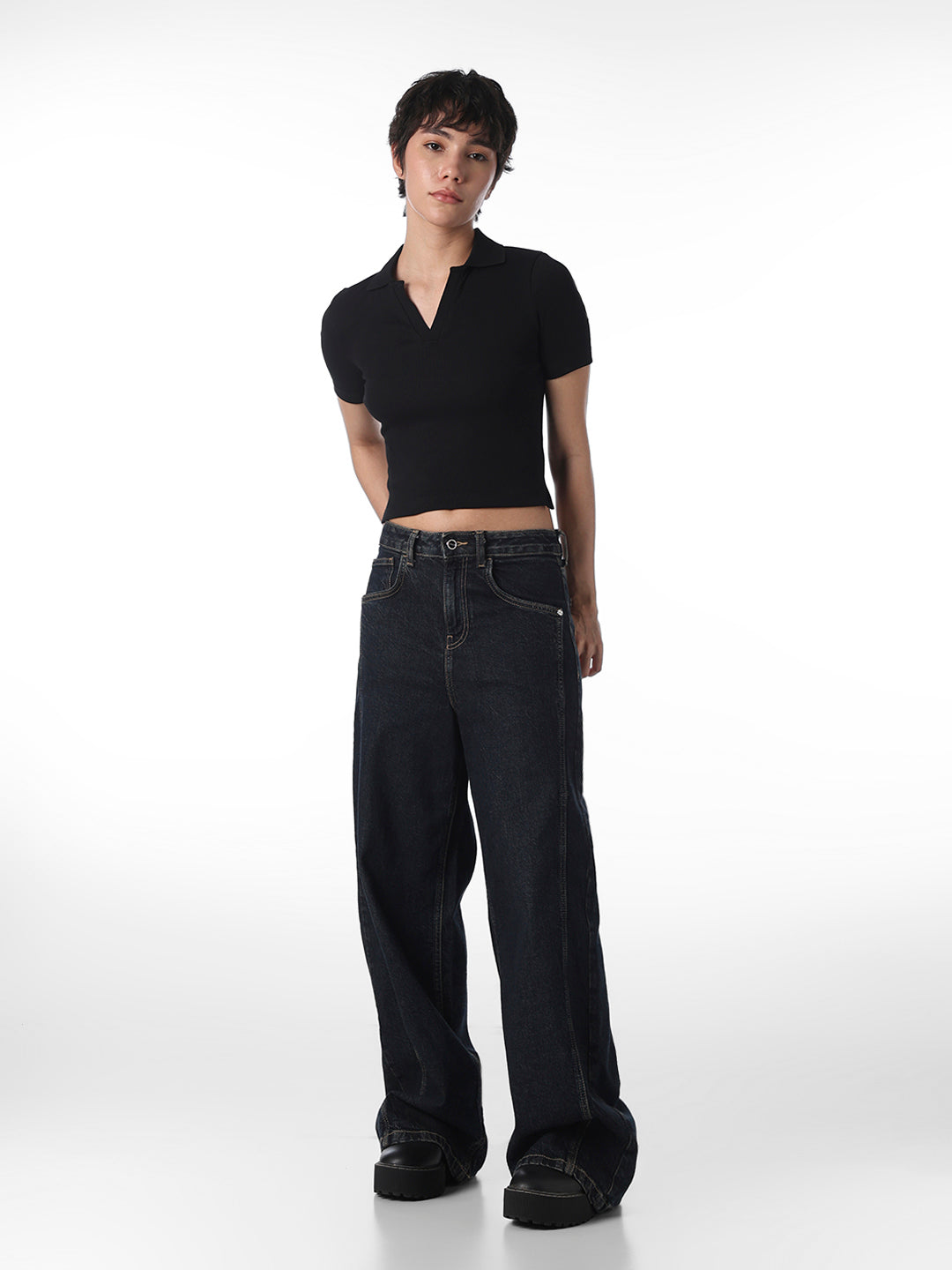 Black Cropped Polo