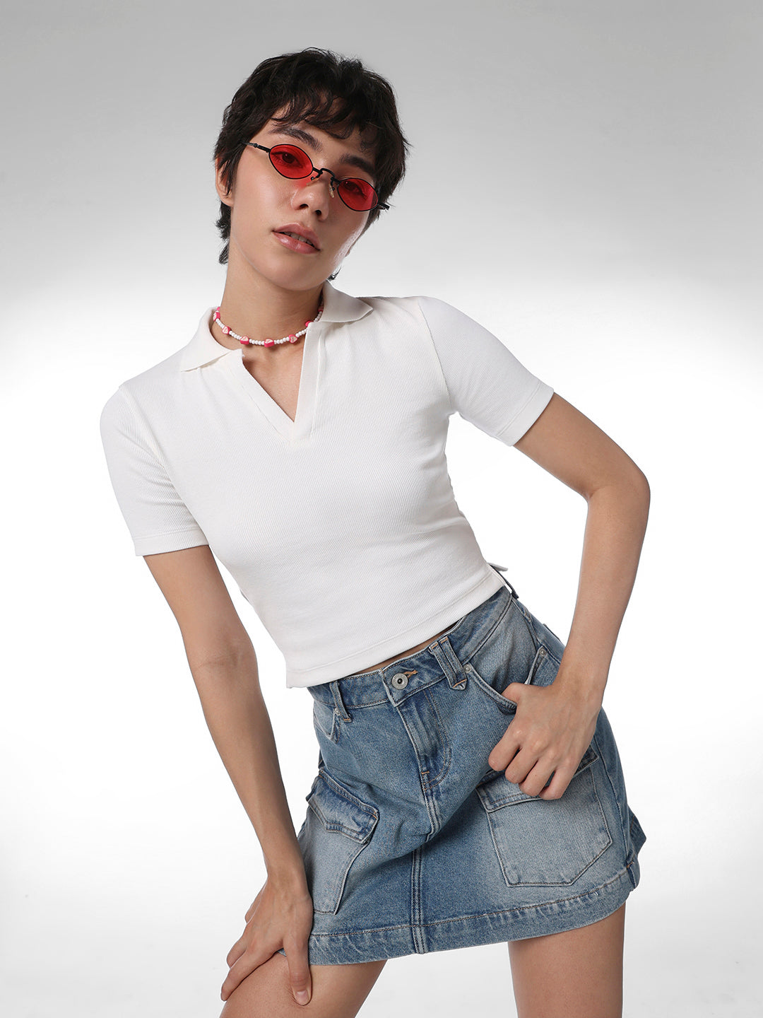 Denim Skirt With Polo Shirt Girls Polo T-shirt With Denim Skirt