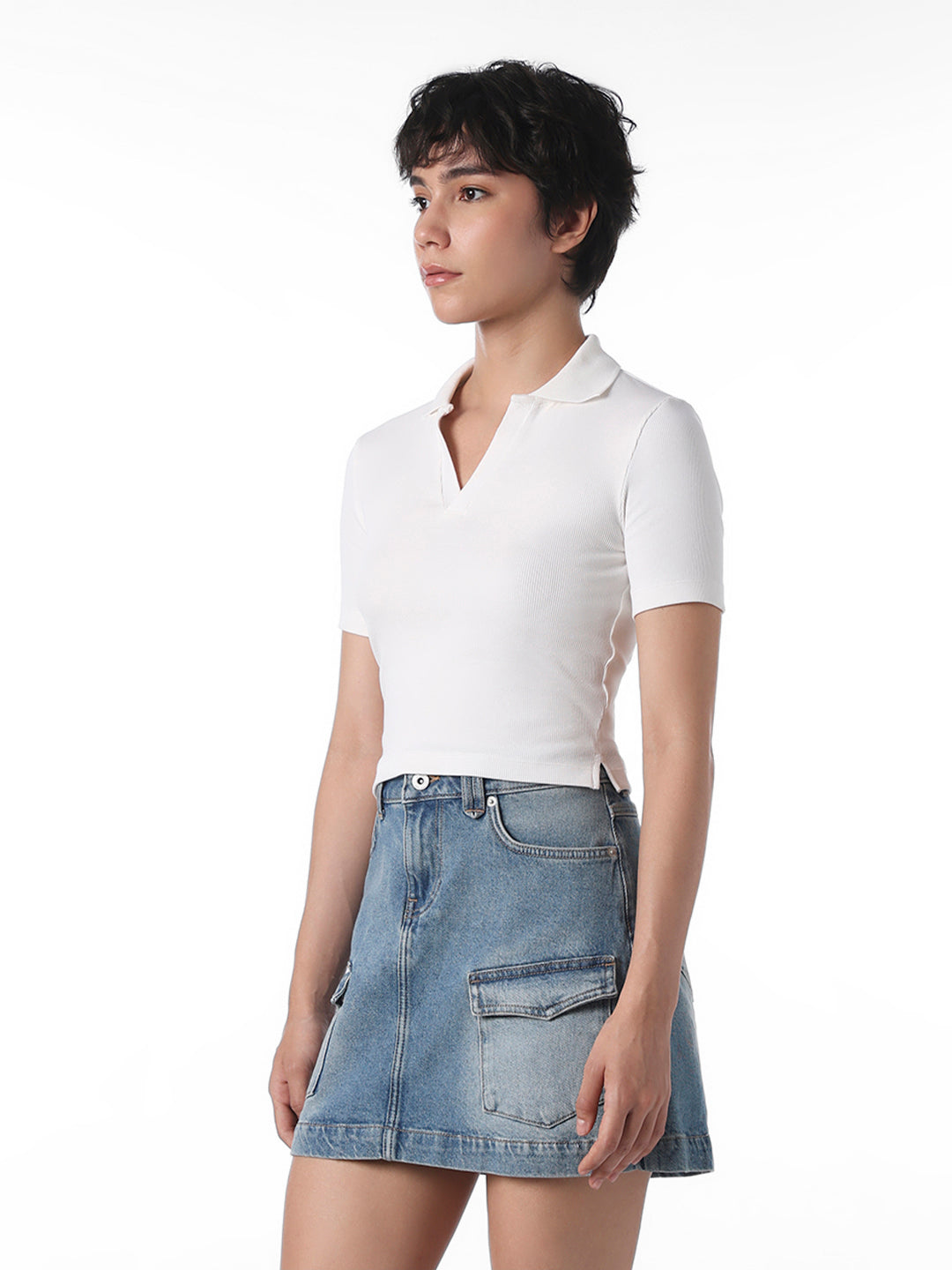 White Cropped Polo