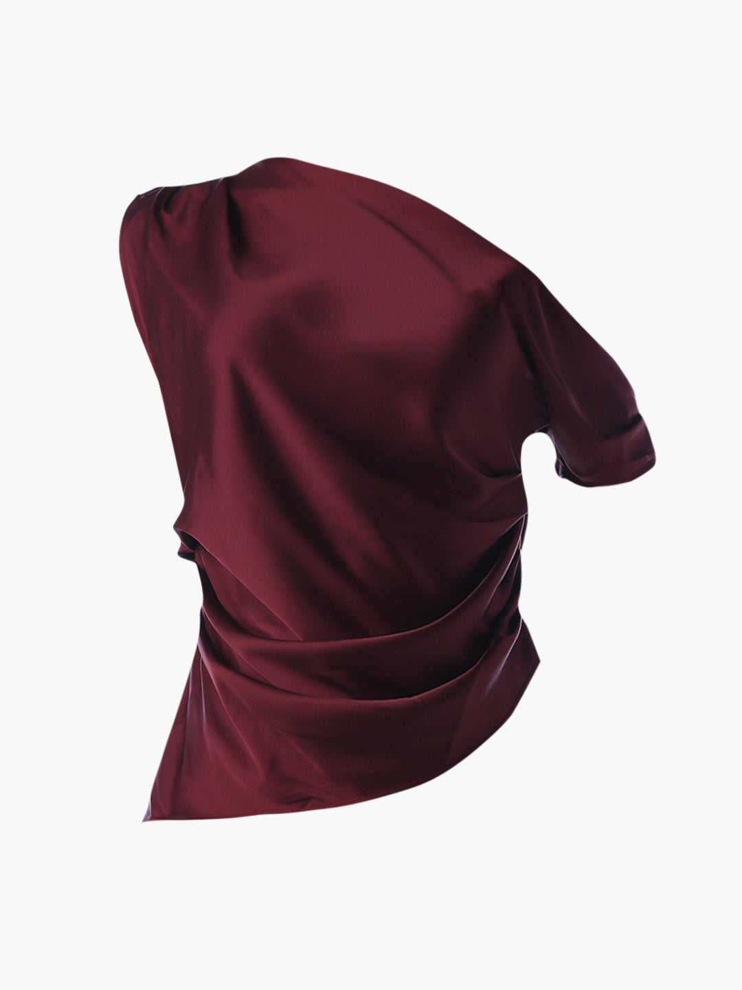 Draped One-Shoulder Satin Top