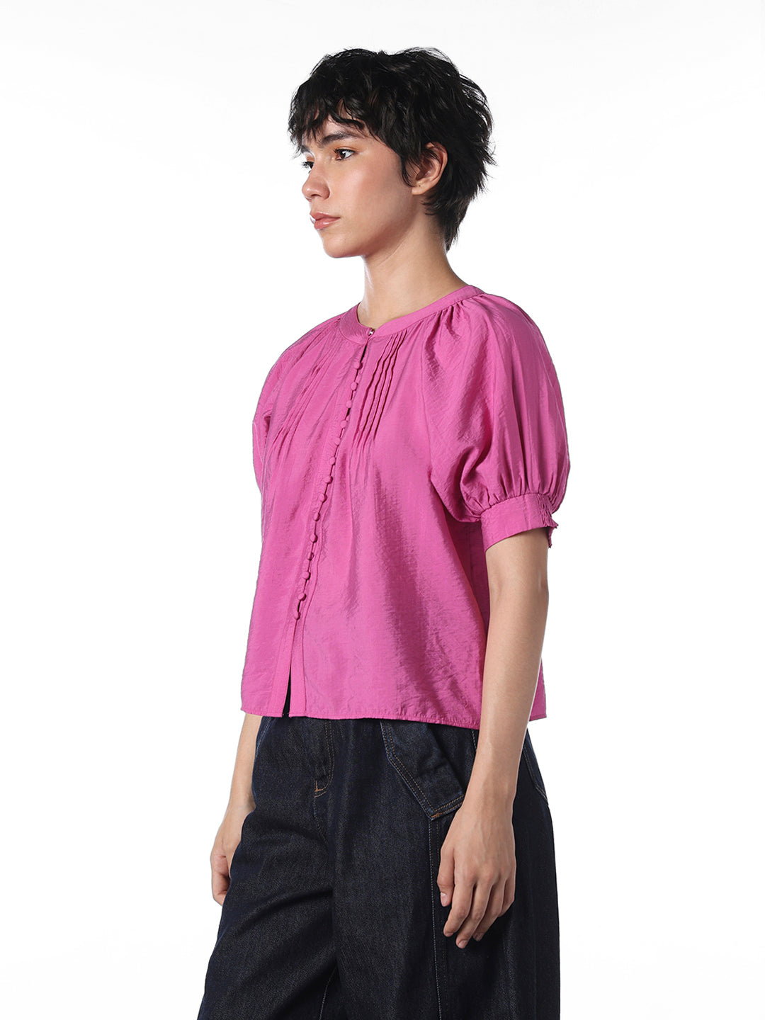 Purple Puff Sleeves Top