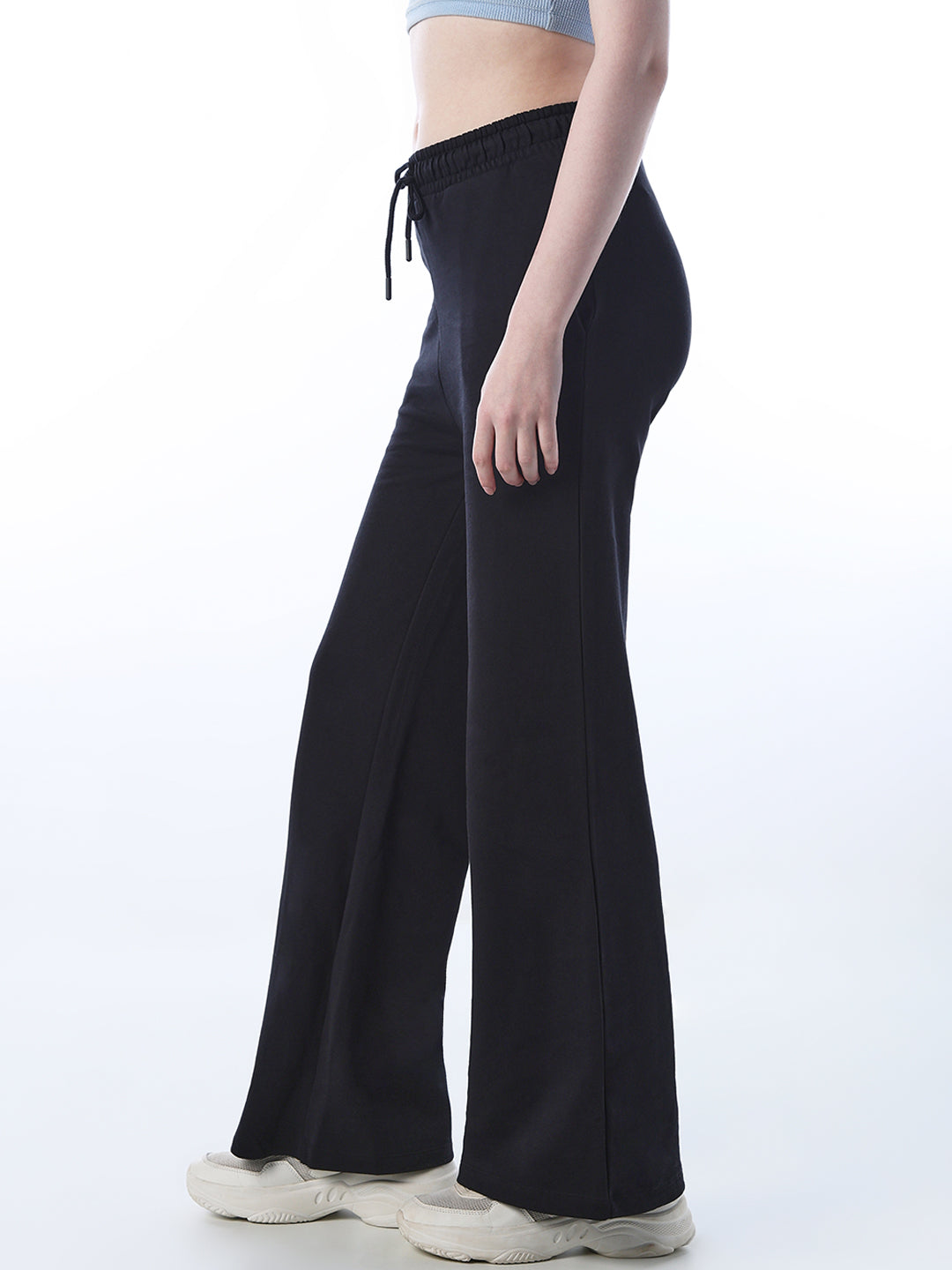 Flared Cotton Sweatpants - Black