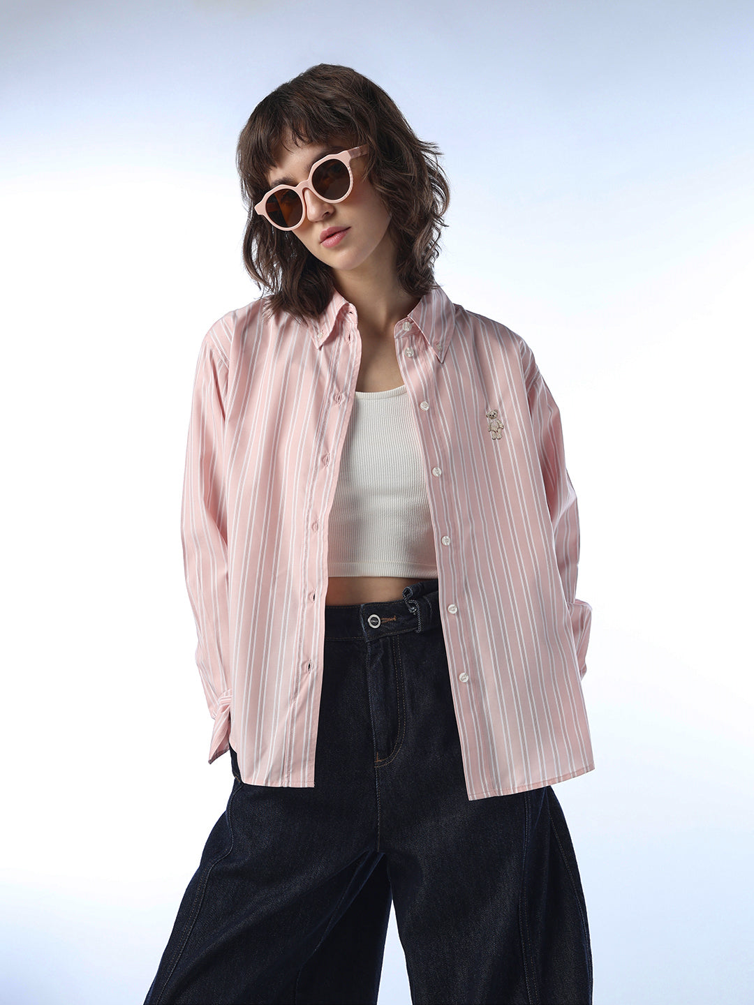 Striped Embroidered Print Shirt