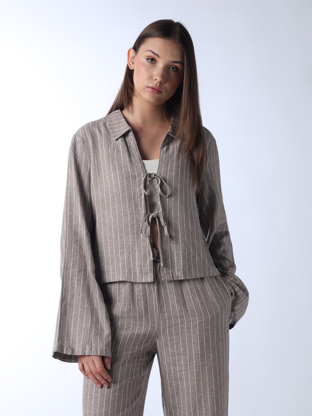Linen Blend Striped Shirt