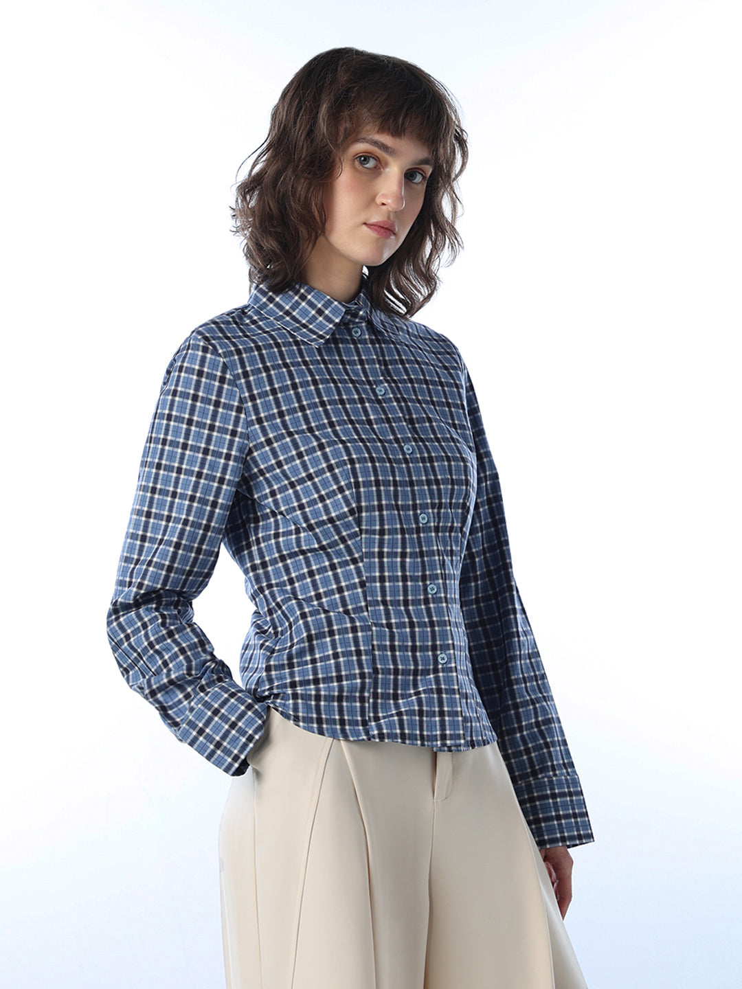 Waist-Fitted Check Shirt