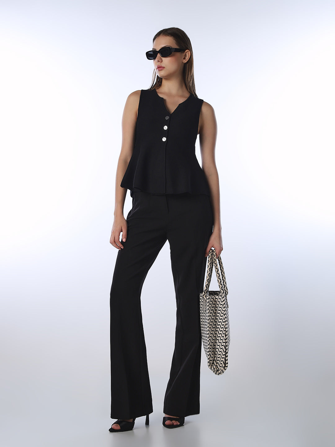 High Waist Flared Tailored Pants