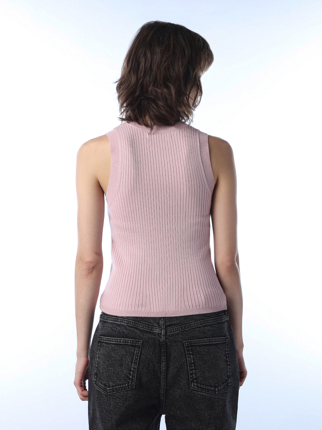 Sleeveless Knitted Top - Pink
